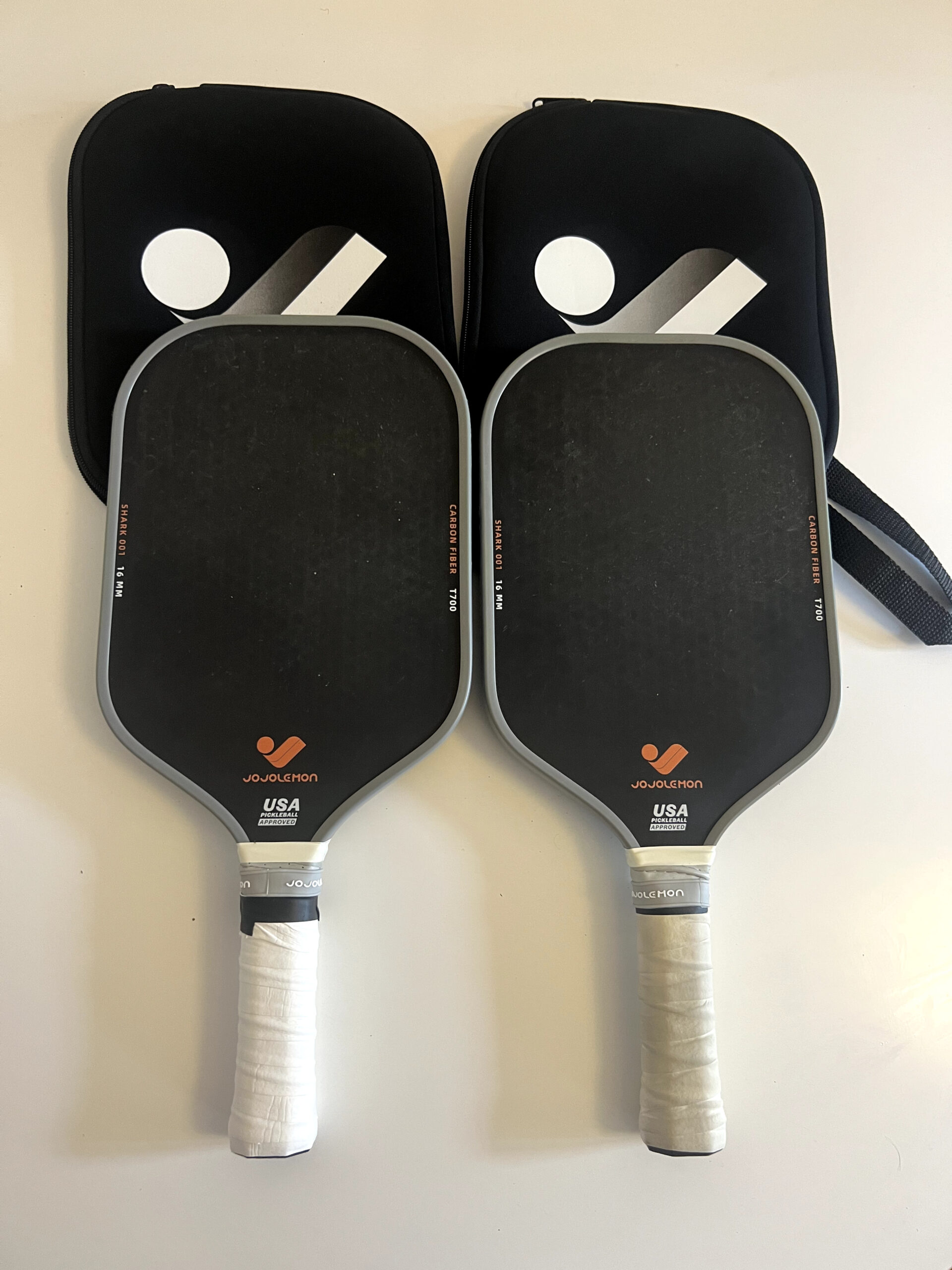 Two JOJOLEMON Shark 100 paddles after roughly 120 hours of use each