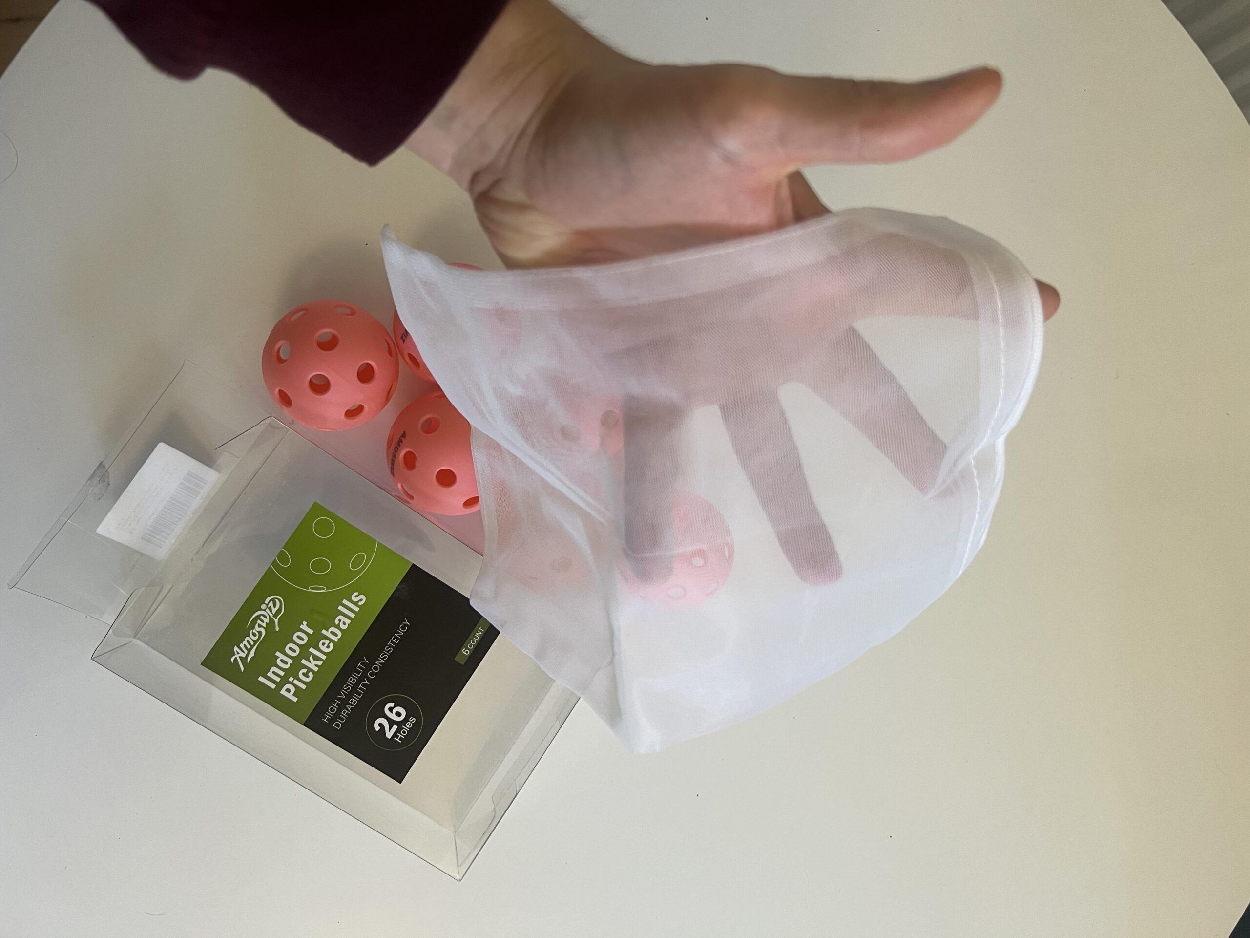 Bolsa de malha incluída no pacote de seis bolas AMOSWIZ indoor