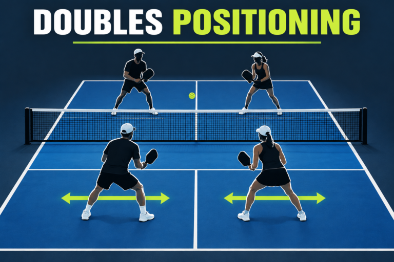 Pickleball doubles positioning diagram showing partners moving together