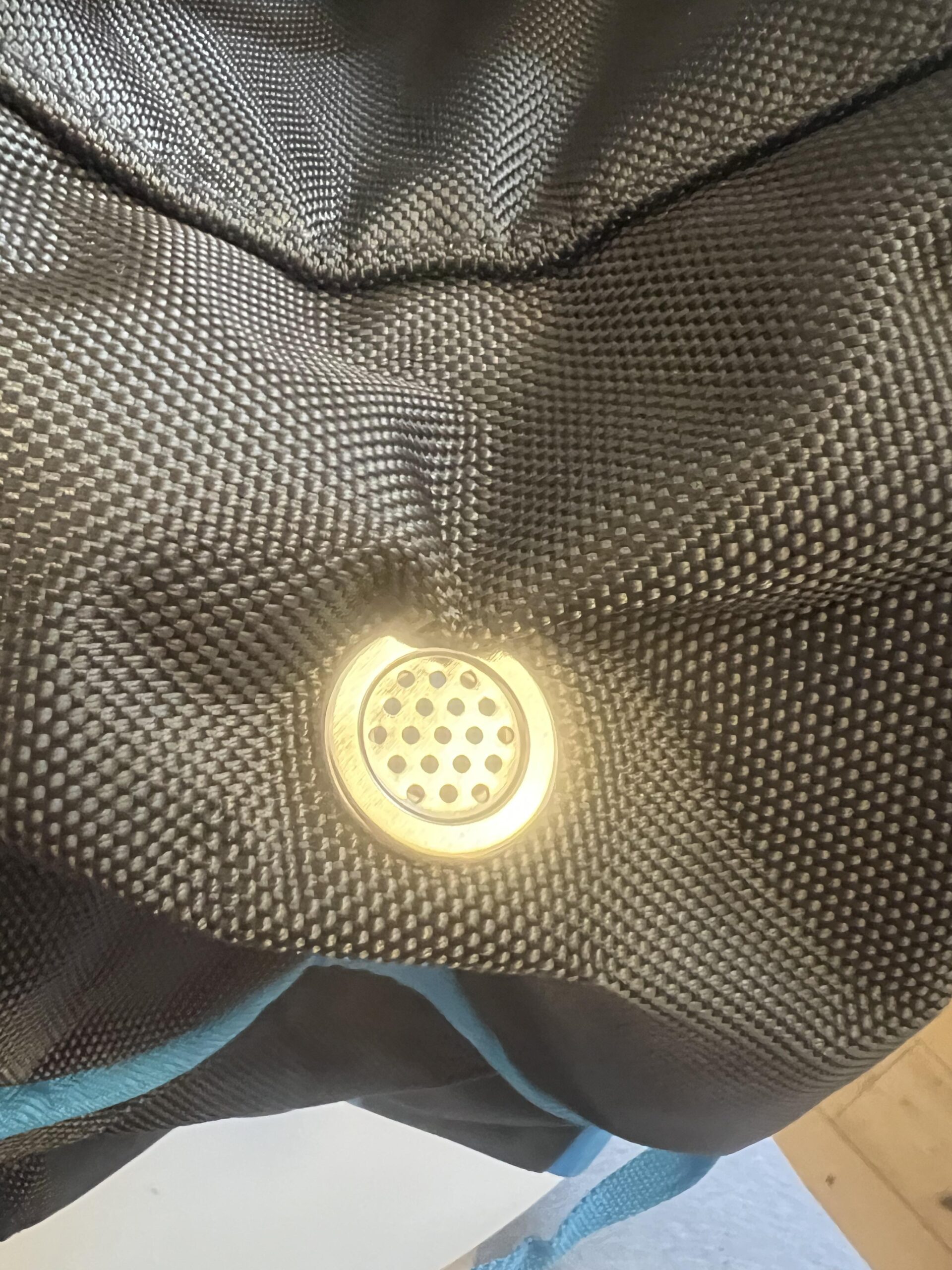 Close-up of perforated ventilation panel on JOOLA Tour Elite bag